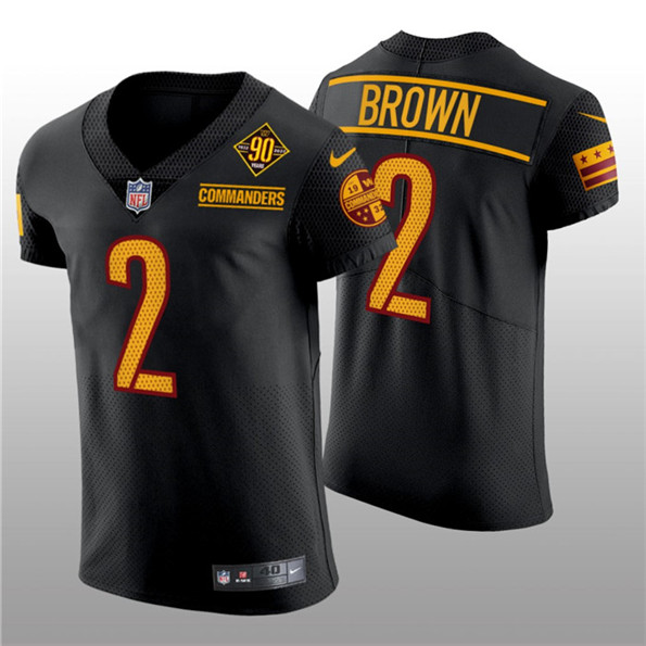 Men's Washington Commanders #2 Dyami Brown Black 90th Anniversary Elite Stitched Jersey